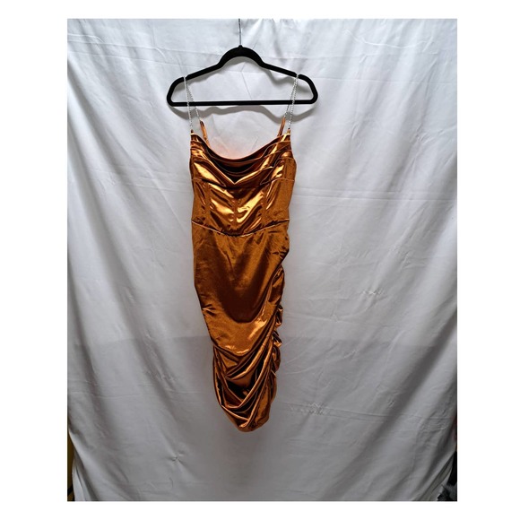 NWT SexyChained Spaghetti Strap BodyconRuched Dress Lg - Picture 1 of 7